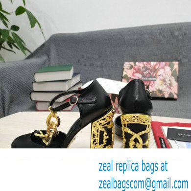 Dolce  &  Gabbana Logo Heel 10.5cm Chain leather T-strap Pumps Black 2022